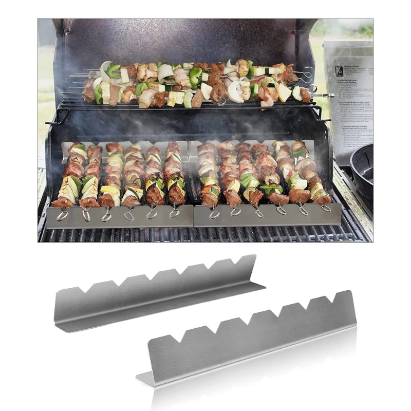 2 Pack Kebab Rack for Kebab Skewers Stainless Steel Skewers Holder Metal Skewers Stand for BBQ Grilling Accessories