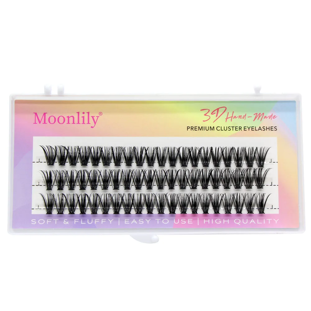 Moonlily High Quality Silk Cluster Eyelashes Extensions Natural Long Soft 3D Volume Effect Faux Bunche Individual Makeup Lash