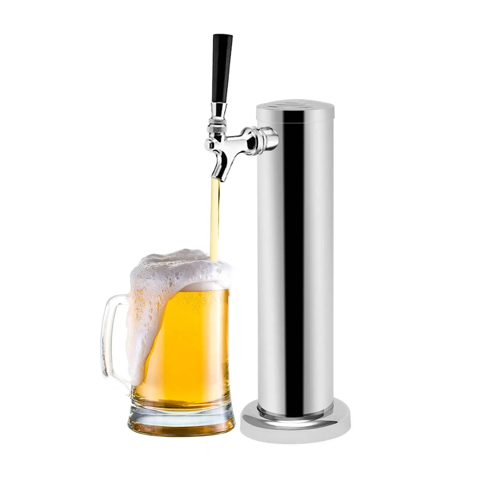 Stainless Steel Beer Tower Kit 1 Faucet Draft Beer Dispenser Home Brewing Tower with Tap Handle for Bar Pub Restaurant
