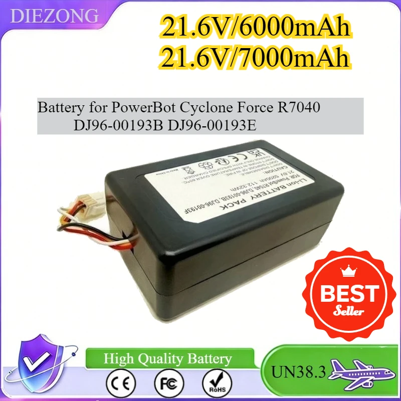 21.6V/6000-7000mAh Robot Vacuum Cleaner Battery for Samsung PowerBot Cyclone Force R7040 DJ96-00193B DJ96-00193E R1AM7010UW / AA