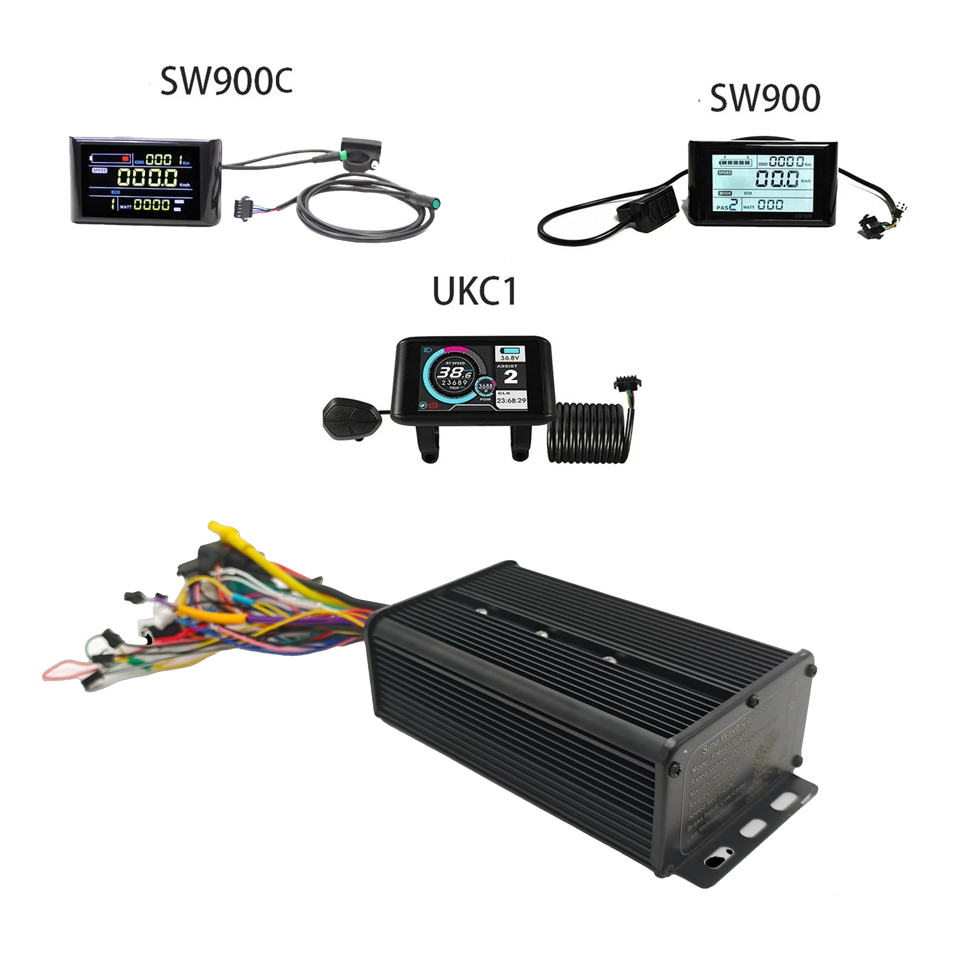 

48V/52V/60V/72V 2600W-4000W 80A Sine Wave ebike Controller with LCD Display with Regenerative Function Electric Bike