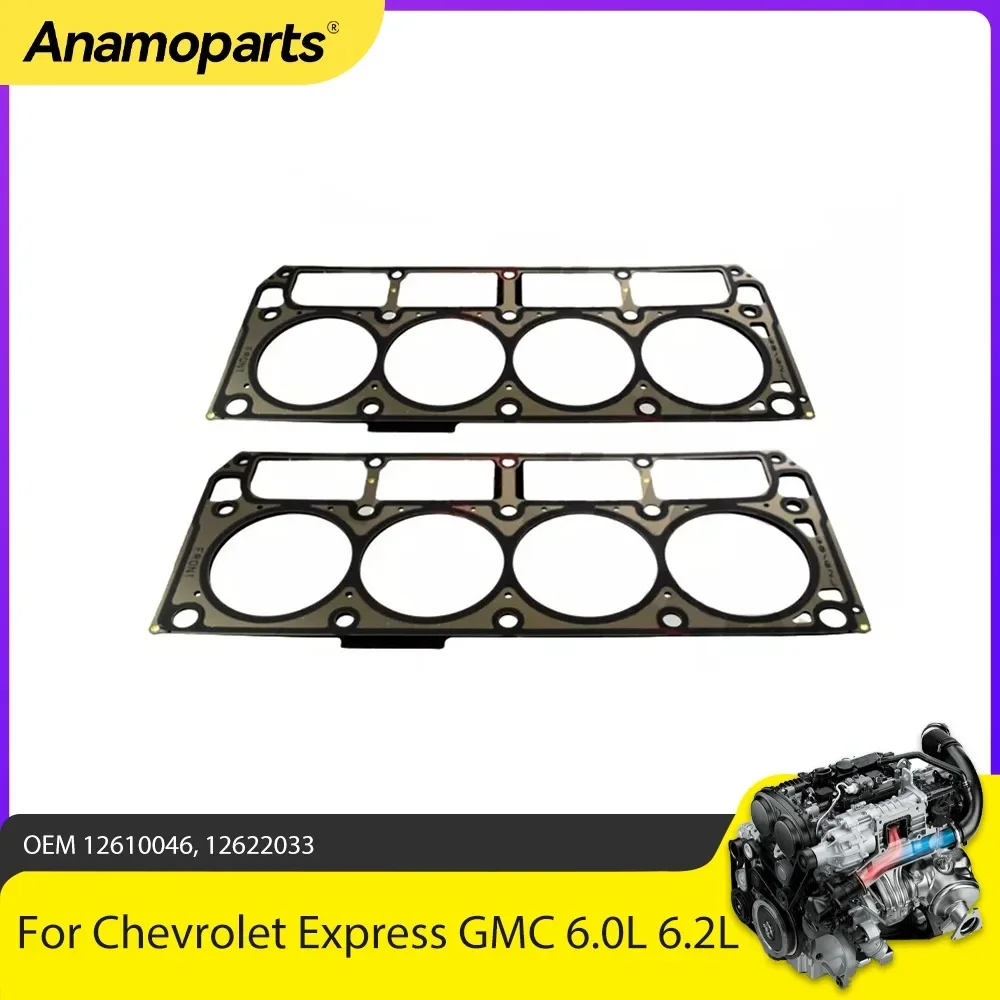 Engine Parts 2 Cylinder Head Gaskets Fit 6.0L 6.2L V8 For Chevrolet Express GMC Savana Silverado 2500 6.0L 6.2L 12610046 07-20