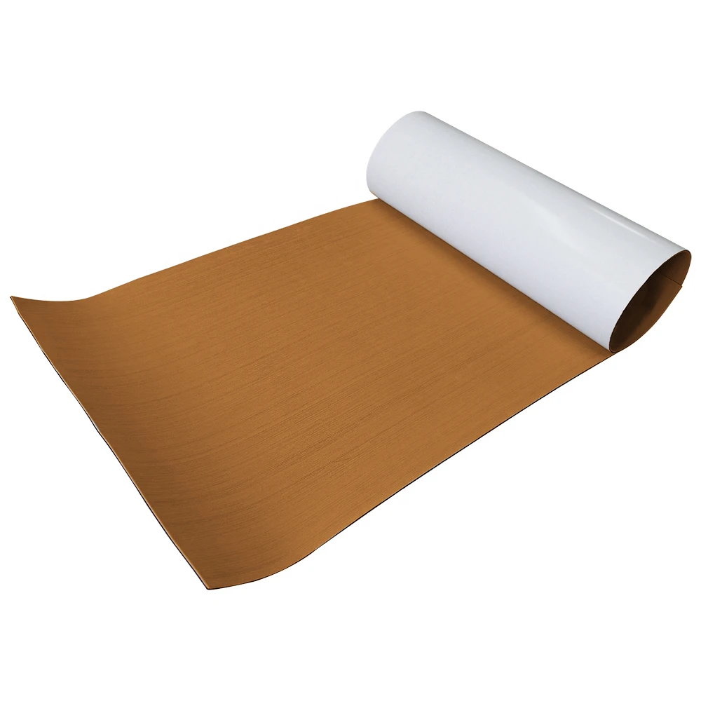 1200*2400mm Boat Flooring Sheet EVA Foam Marine Teak Decking Carpet Plain Color Brown Self Adhesive for Yacht Inflatable Kayak