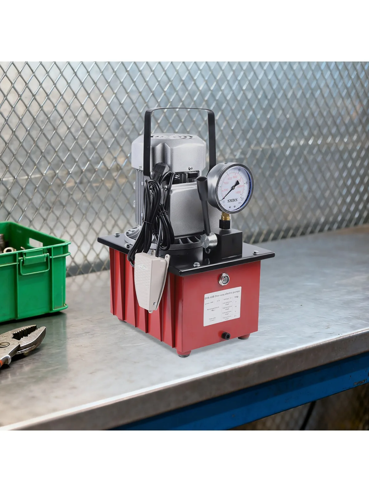 7 L elektrische waterpomp 750 W 220 V handmatige klep 700 bar elektrische hydraulische pomp met handmatige klep (rood) - afbeelding 2