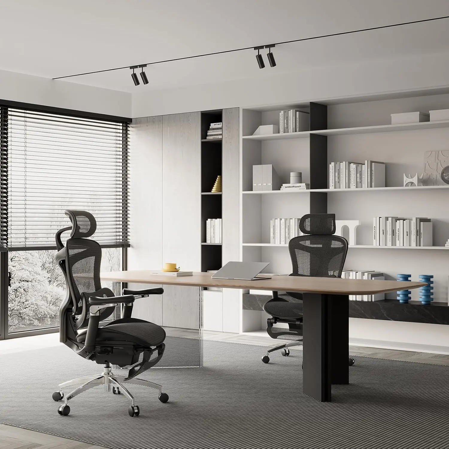 كرسي مكتب مريح مع مسند للقدمين، ومساند للذراعين 6D فائقة النعومة، ودعم قطني ديناميكي، وتعديل عمق المقعد والإعلان #2