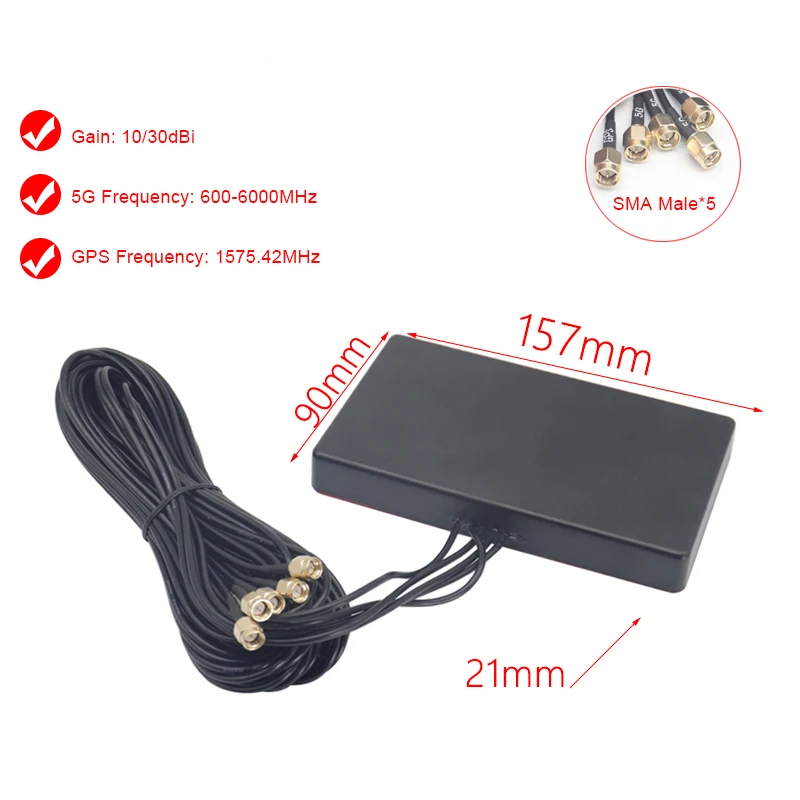 GPS BD 5G Omnidirectional High Gain 5-in-1 Outdoor Waterproof Cabinet Antenna 600-6000MHz Wireless Router Signal Enhancement