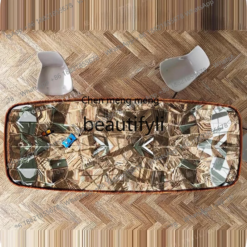 Personality, fashionable 8-person long dining table, parquet decorative dining table, creative designer decorative table  R