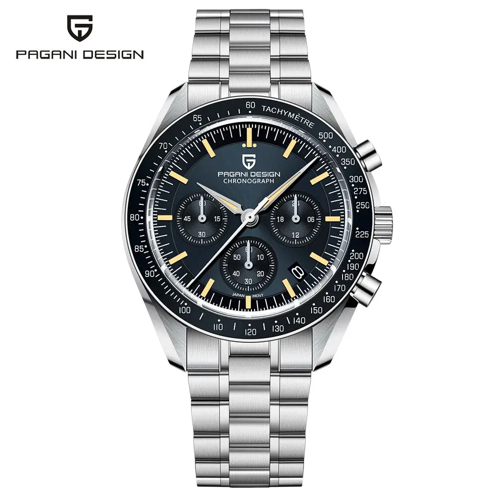 2025 New PAGANI DESIGN Moon Mens Watches Luxury Quartz Watch For Men Chronograph Wristwatch AR Sapphire Waterproof Luminous Gift image 3