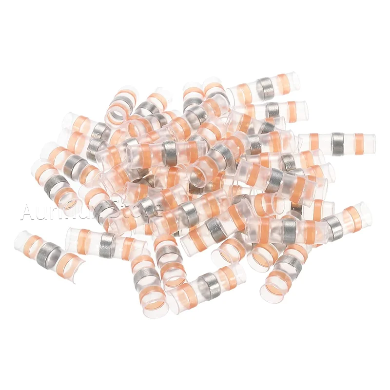 

50Pcs Heat Shrink Solder Seal Wire Connectors 8 AWG Waterproof Butt Terminals Orange Tin Joint Tube Connector