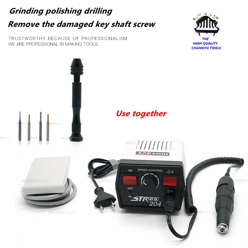 Wind instrument repair tool Grinding polishing drilling machine Ultra-high precision Remove the damaged key shaft screw