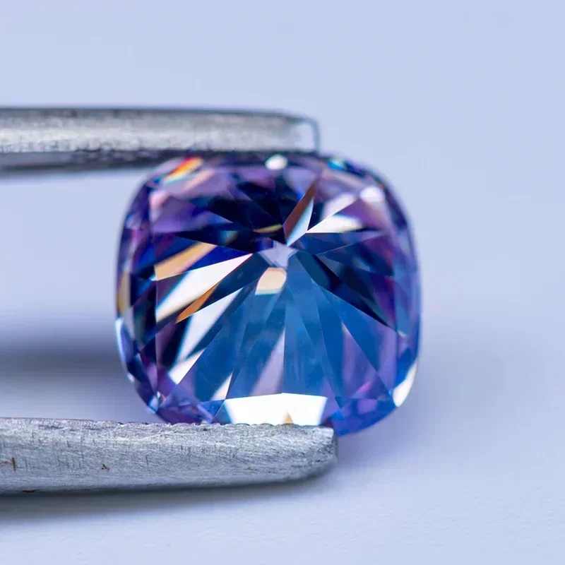 Moissanite Stone Cushion Cut Light Purple Color Lab Lab Growth Diamond Test Passed Gemstone for Jewelry Making GRA Certificate