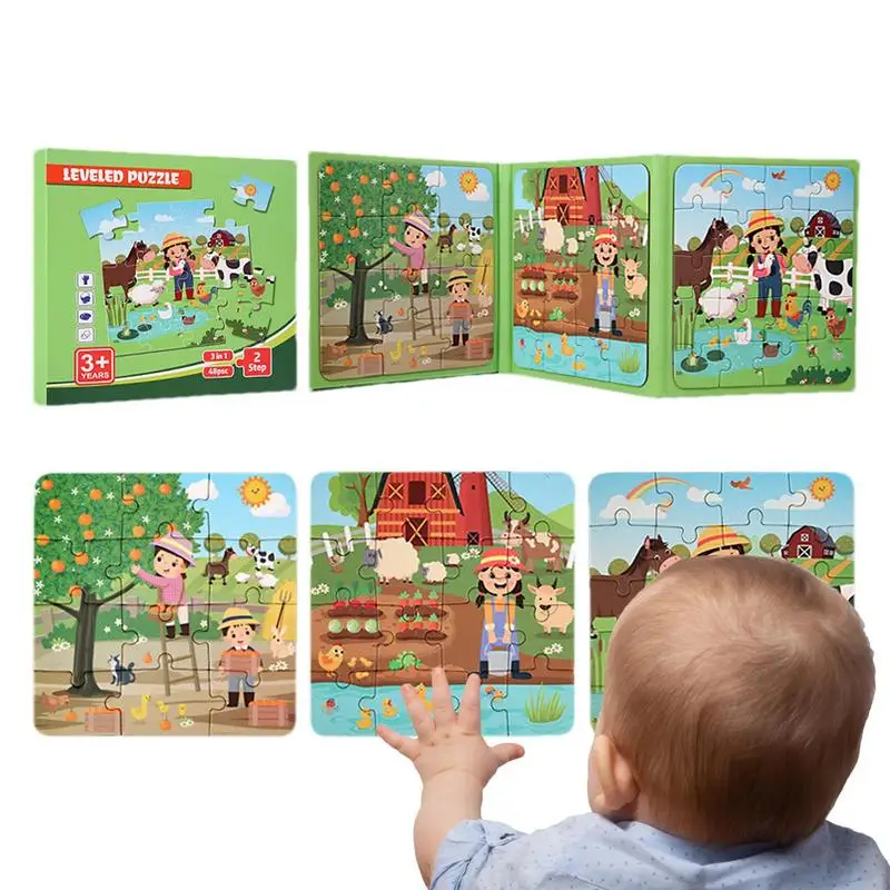 Livre de puzzle magnétique portable pour enfants, Tangram, jouets pour bébé, jouet d'apprentissage Montessori