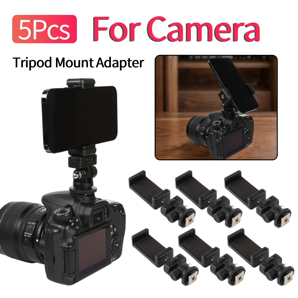 

Комплект из 5 держателей для телефона на горячую штангу камеры, гибкий адаптер-трипод для мобильных телефонов и мониторов, совместимый с DSLR-камерами Canon, Nikon, Sony