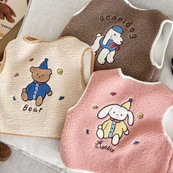 2024 Winter New in Kids Baby Girls Thicken Fleece Warm Outwear , Children Cartoon Dog Letter Top Outfits Infant Vest 3M-5Y