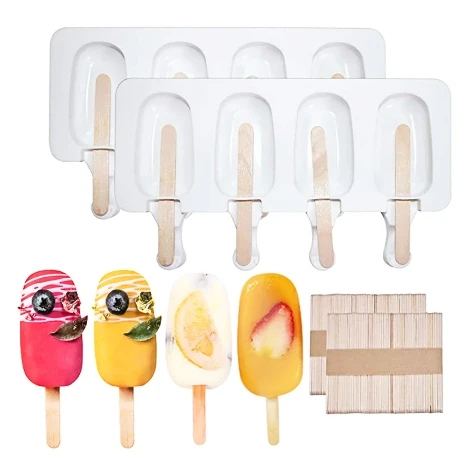 

4 Hole Silicone Ice Cream Mold Magnum Silicone Mold DIY Fruit Juice Ice Pop Cube Maker Ice Tray Popsicle Mould Baking Accessorie