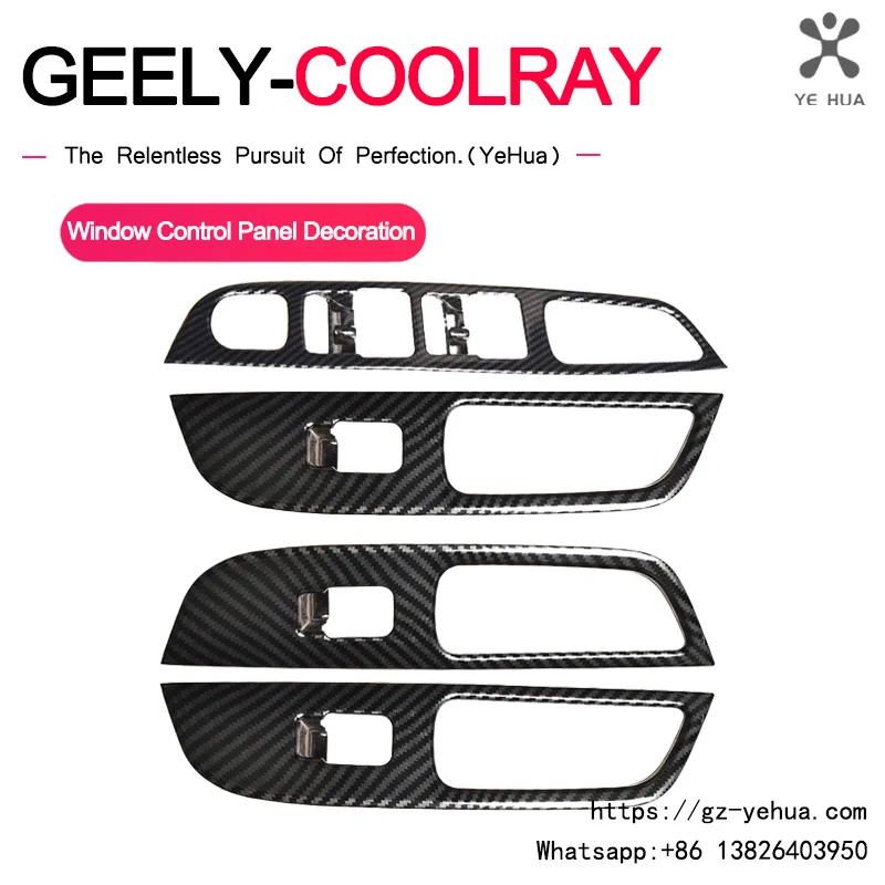 Für Geely Coolray 2018-2021 BinYue Auto Fahrerseite Fenster Bedienfeld Rahmen Stick-on Abdeckung Carbon Look dekoration Teil