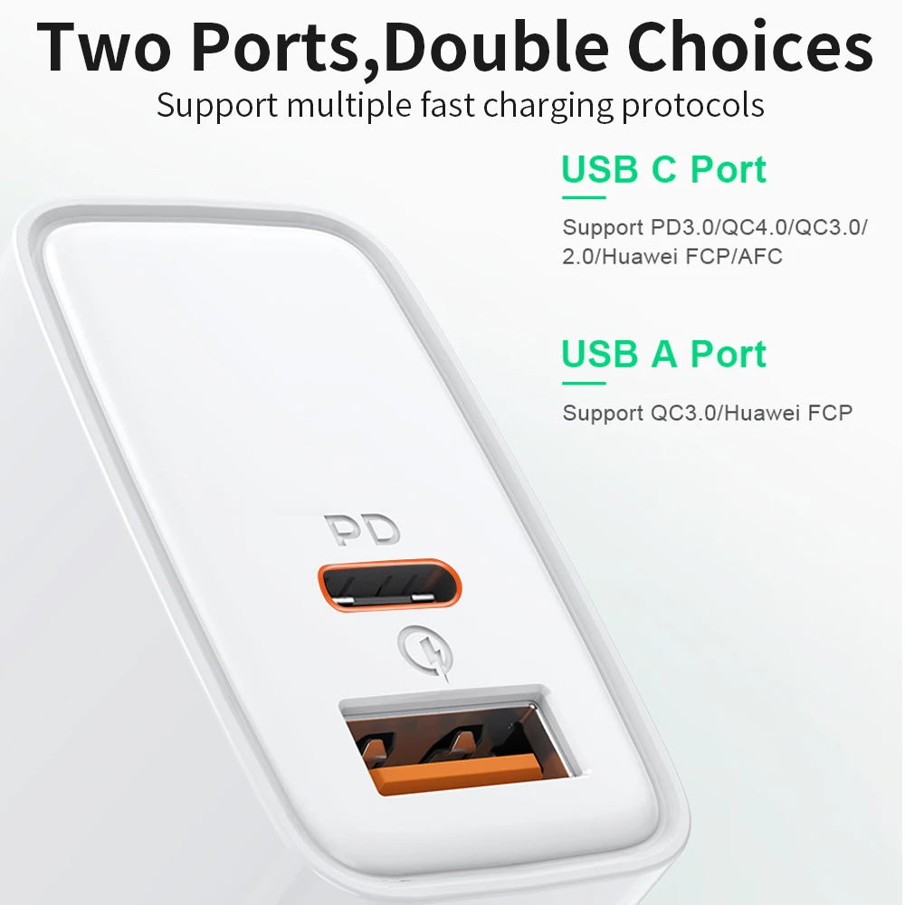 20W USB PD Fast Charger QC3.0 Phone Charge Adapter For iPhone 14 Pro Xiaomi Samsung Huawei Mobile phone Portable Charger EU/US