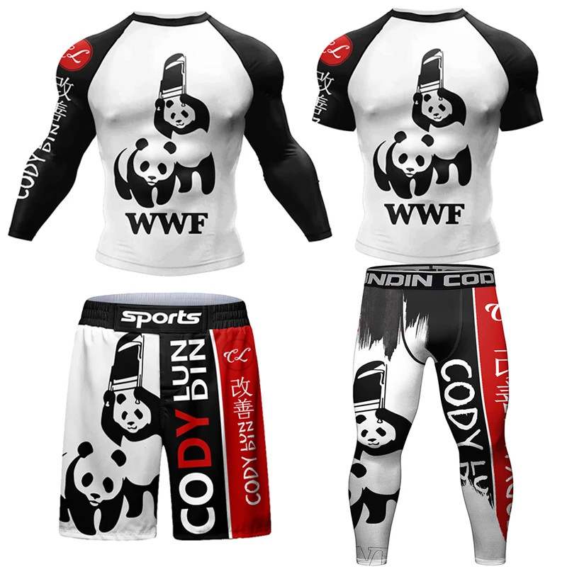 

New Kimono Jiu Jitsu T-shirts Rashguard For Men Boxing Mma T-shirt+Shorts Set Bjj Kickboxing MMA Compression Boxeo Sport Suits