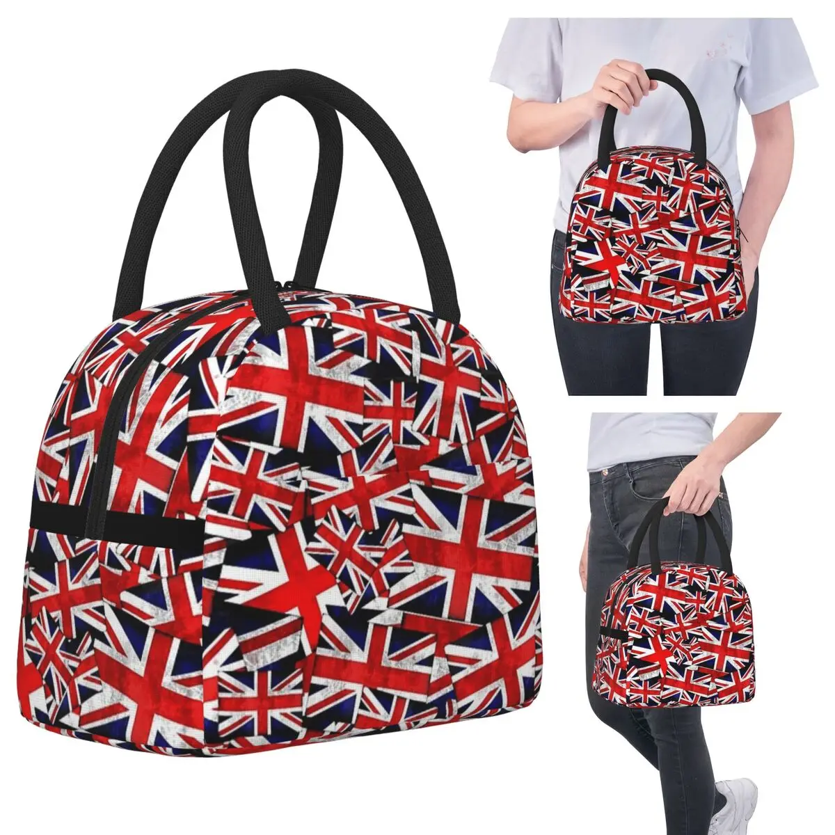 

British Flag Union Jack Insulated Lunch Bag for Women Office Cooler Thermal Food Box Tote Portable Lunch Boxes Container