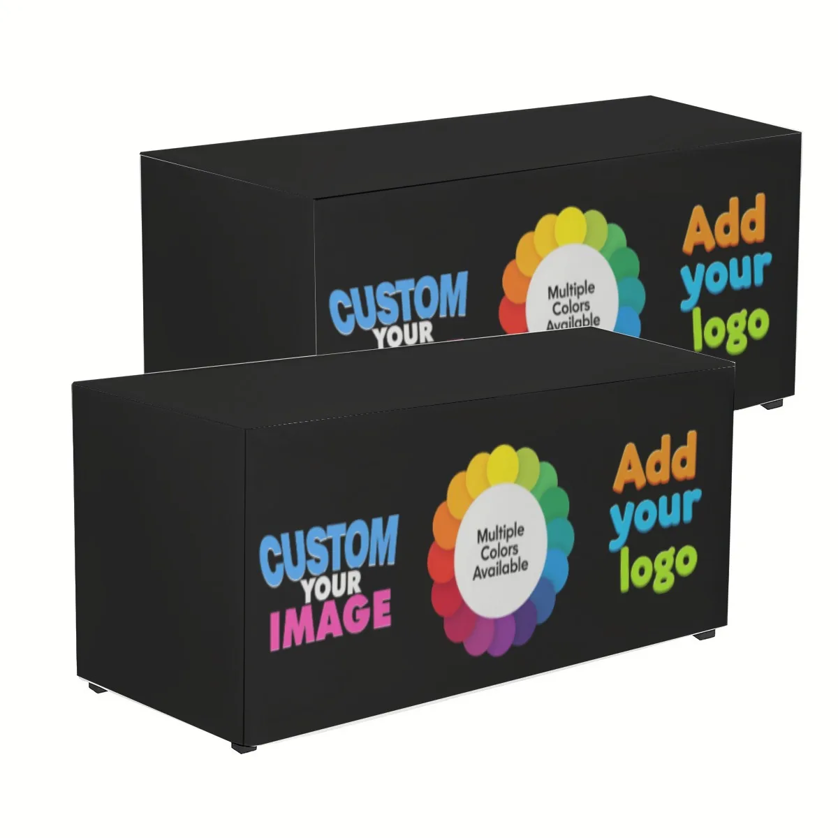 

6-foot personalized custom logo stretch tablecloth, suitable for hotels, banquets, wedding shows, and counter decoration