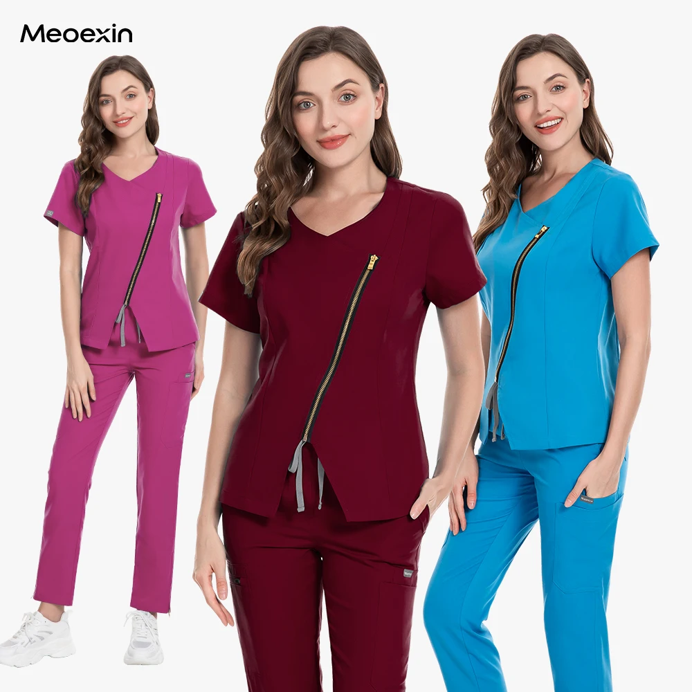 

Hot Sales Scrub Suits Stretch Breathable Women Sets Nursing Scrubs Uniforms Medical Spandex Hospital Scrubs Veterinary Work Wear