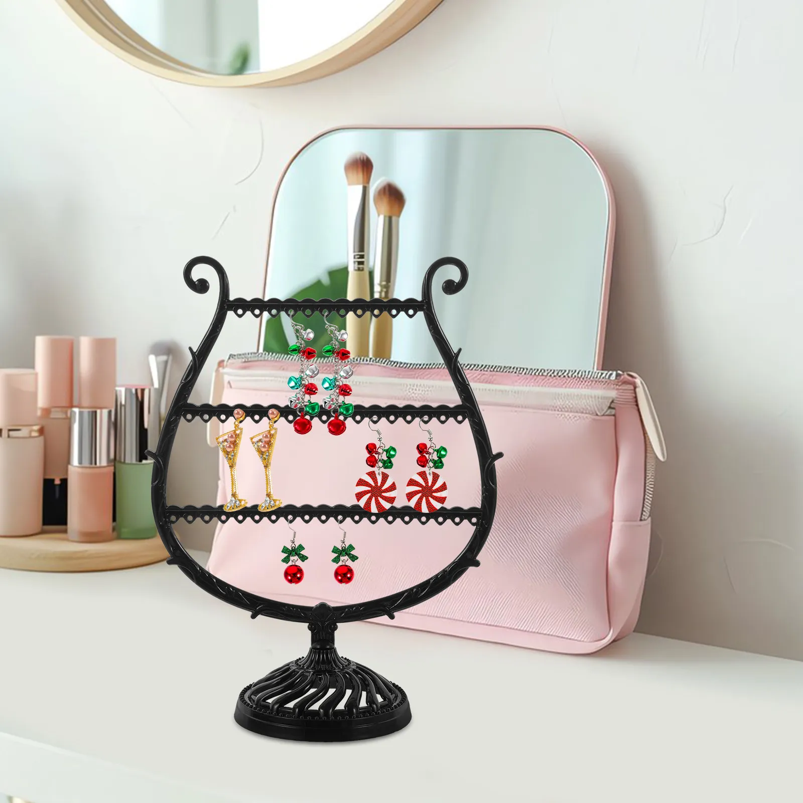 

Jewelry Organizer Stand Wine Cup Design White Earring Necklace Bracelet Ring Storage Display Holder Minimalist Vanity Dresser