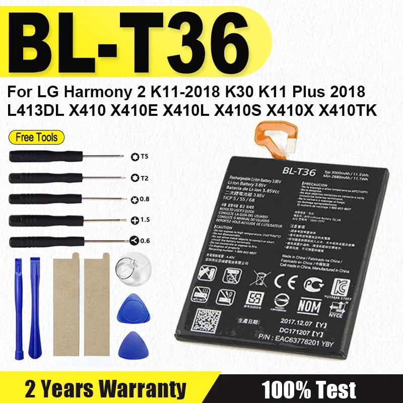 

New Battery 3000mAh BL-T36 Battery For LG Harmony 2 K11-2018 K30 K11 Plus K11+ 2018, L413DL X410 X410E X410L X410S X410X X410TK
