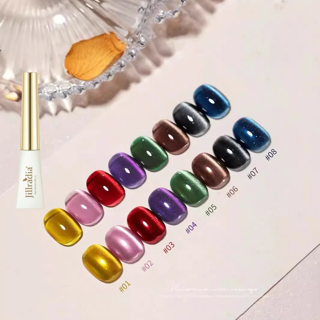 XEIJAYI Smalto gel per occhi di gatto glitterato da 10 ml Smalto per unghie gel magnetico rosso olografico Vernice semipermanente professionale