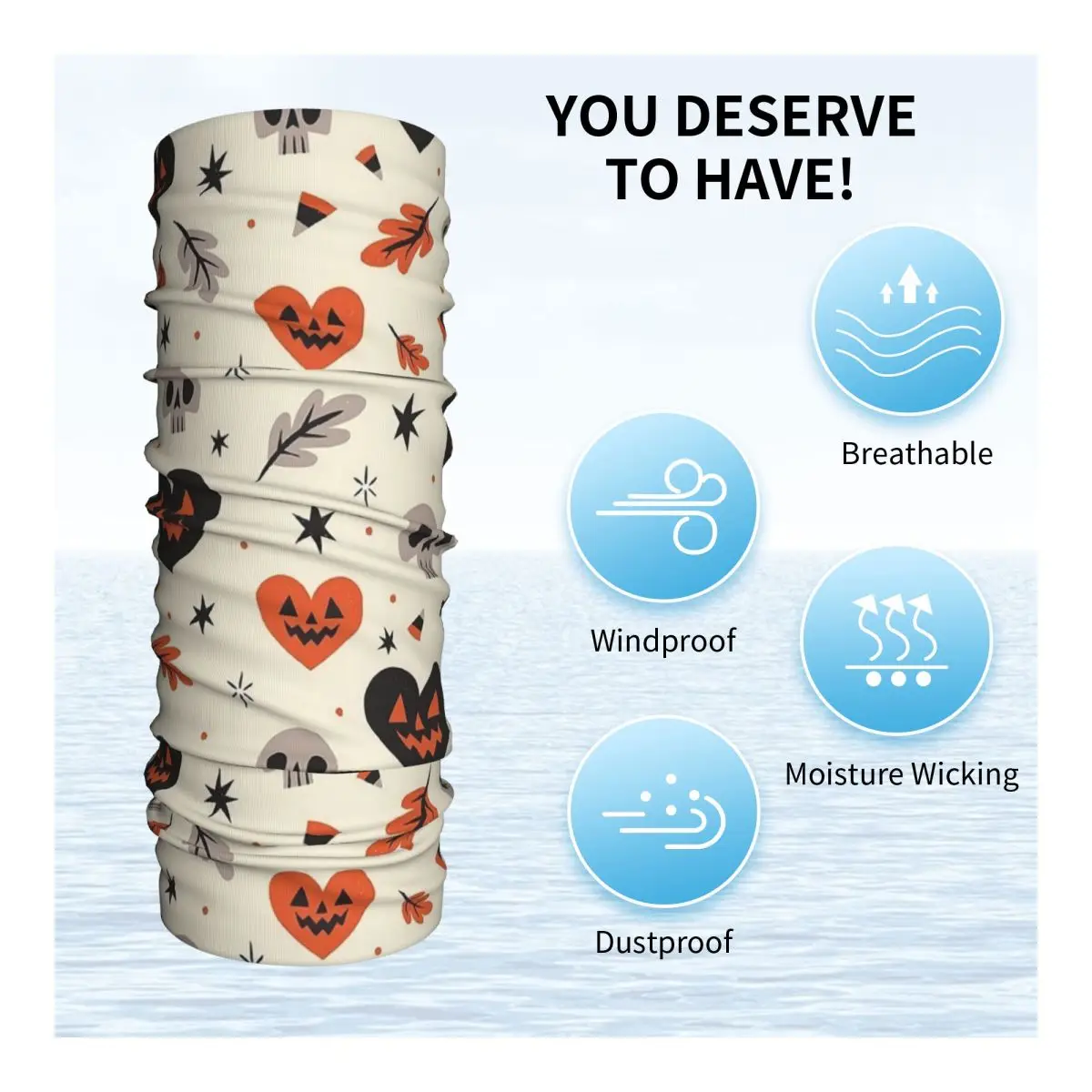 Ghost Pumpkin Halloween Bandana Neck Gaiter Printed Mask Scarf Multifunction Headband Hiking Fishing Unisex Adult Windproof image 6