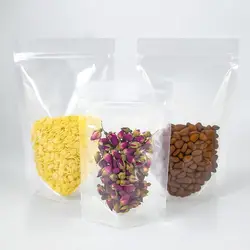 500Pcs Transparent Flat Bottom Self Sealing Bag Dried Fruit Snack Sealing Bag Frosted Zipper Sealing Bag Food Packaging Bags