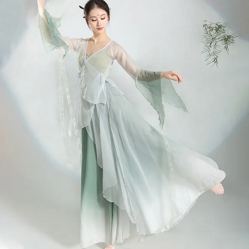 Classical dance clothes elegant immortal body charm gauze clothes Dance in China hanfu training clothes table performance