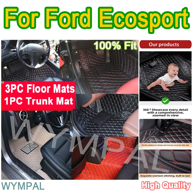 

Luxury Artificial Leather Car Floor Mat For Ford Ecosport 2013 2014 2015 2016 2017 Protect Customized Vehicle's Interior mats