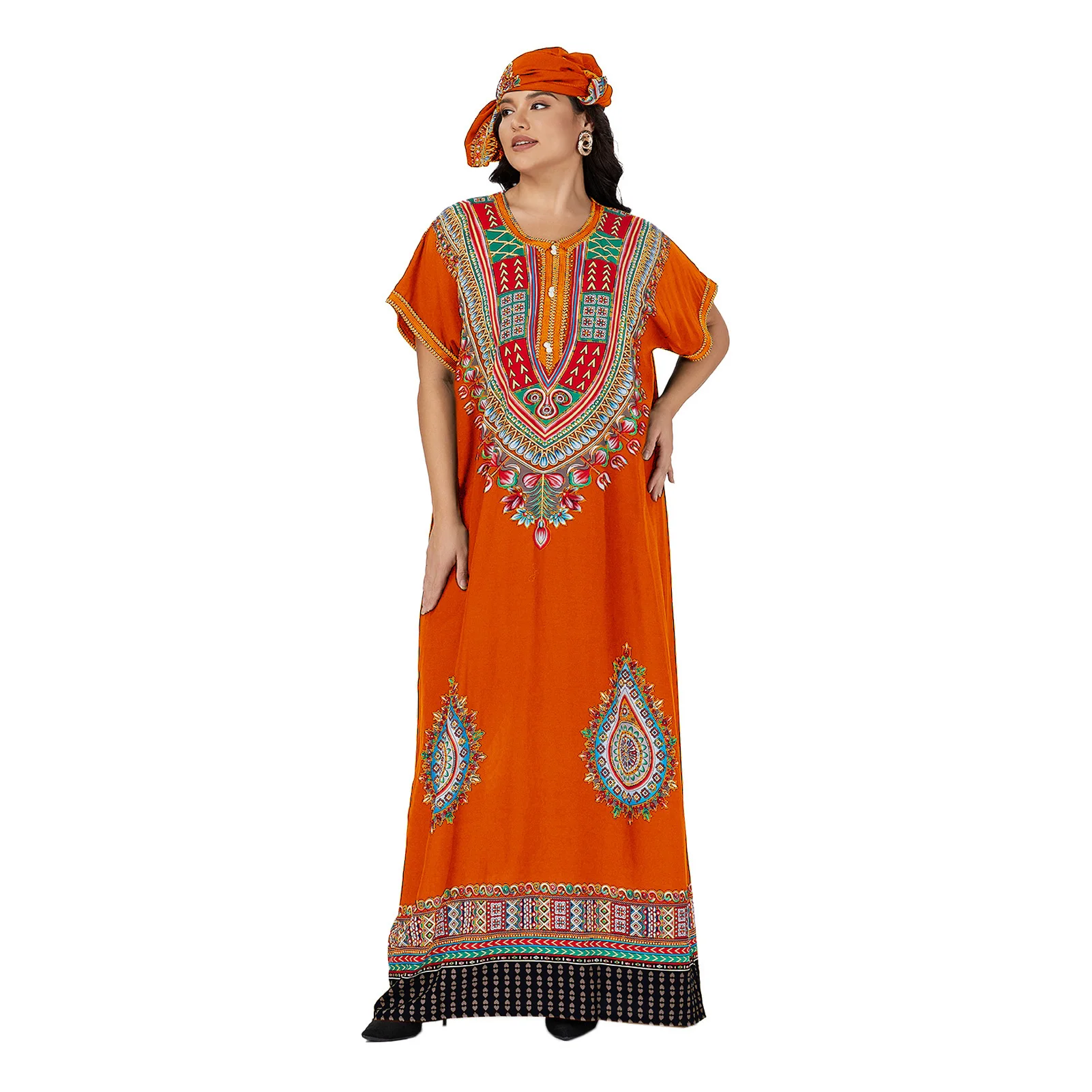 

PlusSize Caftan Traditional Dress Abaya For Women's Kaftan African Beach Dashiki Home Short Sleeve african boubou for women