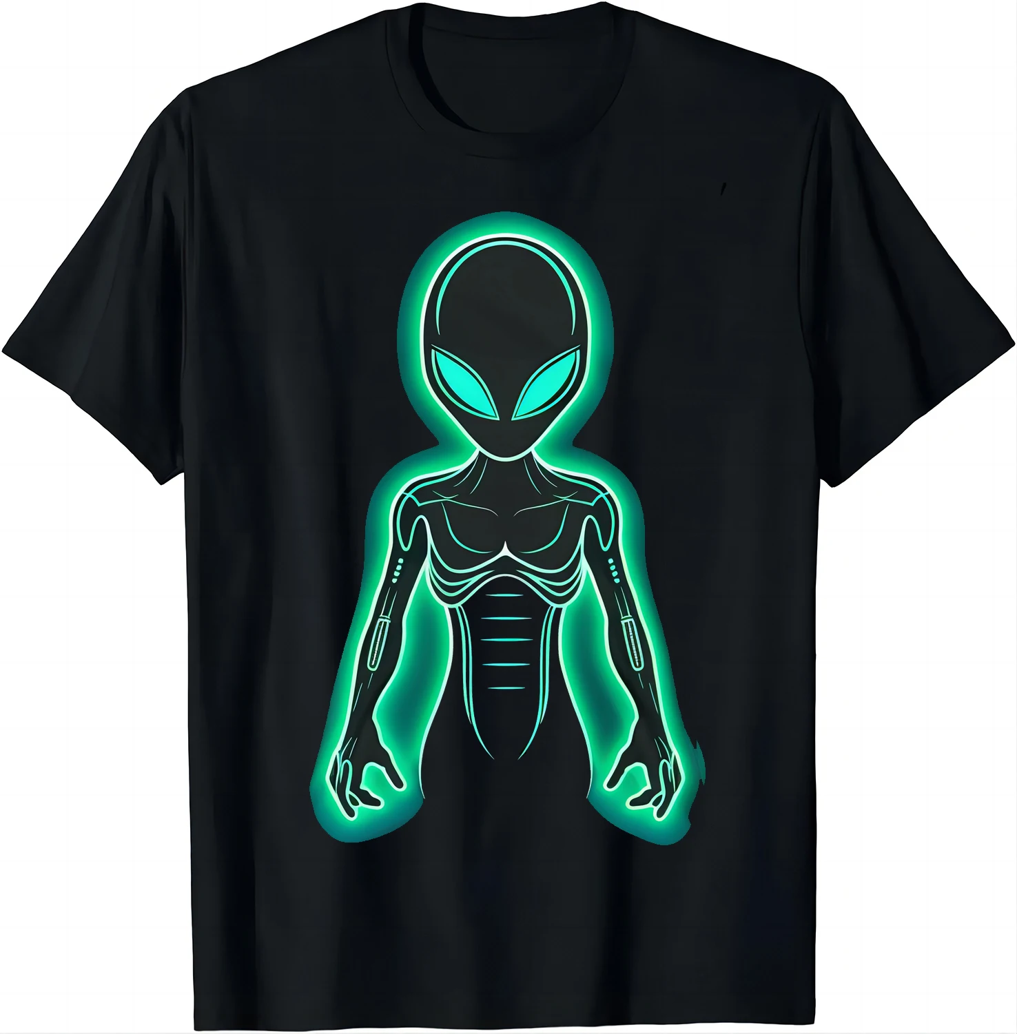 Mystic Alien Tee with Green Glow - Sci-fi Lover's Must-have T-shirt Graphic T Shirts Men Clothing Tops Vintage T Shirt Camisetas