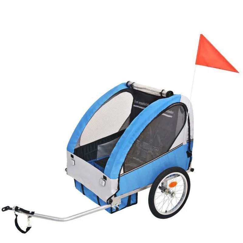 Foldable Two Baby Bike Trailer Quick Release Stroller For Kids pet dog shopping