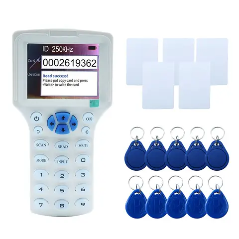 10Frequency Handheld Rfid Card Reader 125khz T5577 Badge Clone Copy Duplicator  13.56mhz Clone Cuid Fuid Writer Programmer
