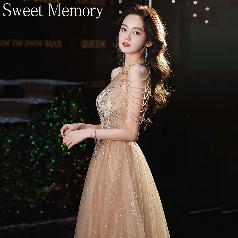 

N1142 Роскошное вечернее платье для девочек, платья для мероприятий для женщин, Vestidos Sweet Memory, длина до пола, длинное вечернее платье на бретельках на бретельках на день рождения