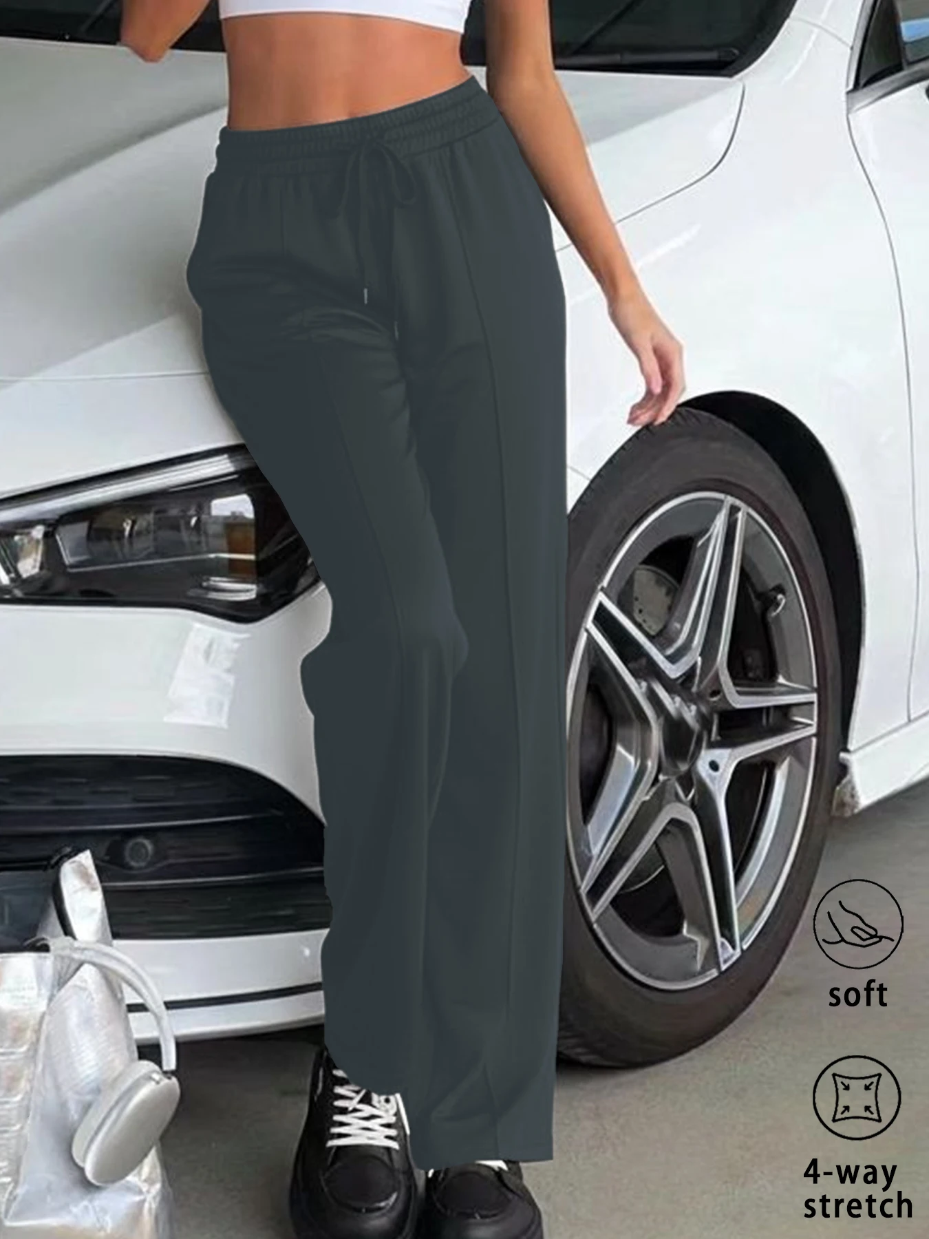 

Женские спортивные брюки с широкими штанинами и карманами, свободного кроя