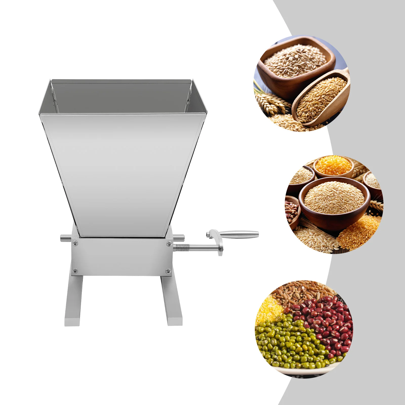 

4L Grain Mill Grinder Malt Mill Barley Grinder Crusher Manual Spice Grinding Machine Stainless Steel