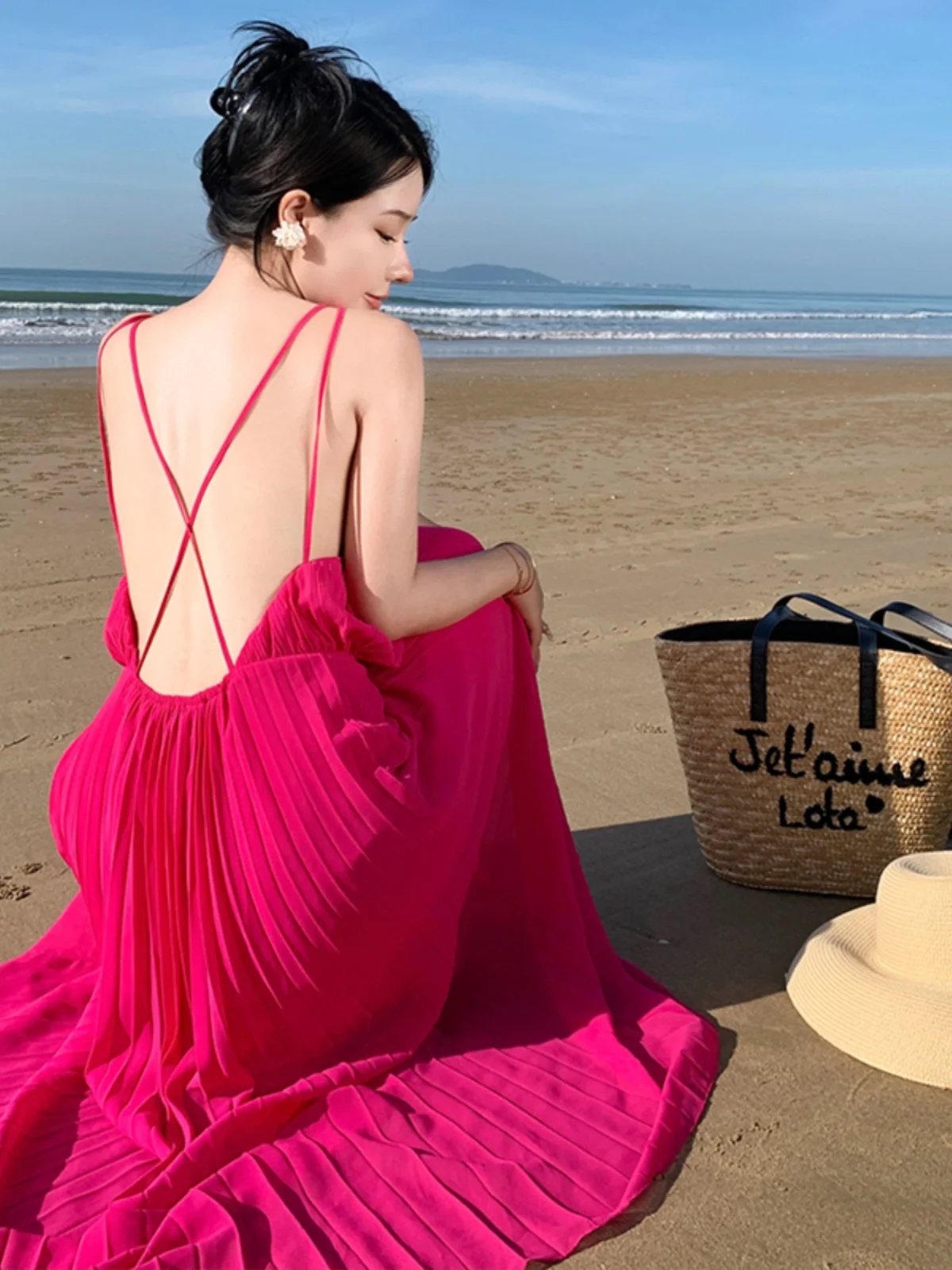 Hainan Sanya Holiday Beautiful Bal Strap Dr Donna Estate Yunnan Dali Aosphere Gonna lunga Ele Chic Sle Maxi Dr