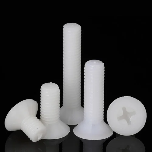 Imagen 2 del producto 20-50 Uds M2 M2.5 M3 M4 M5 M6 M8 tornillos de cabeza avellanada Blanco/Negro pernos de cabeza plana Phillips de plástico nailon 4-40mm