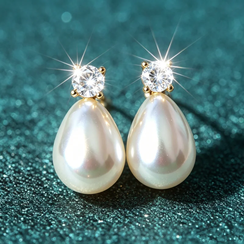 S925 Silber Tropfenförmige Perlen-Ohrstecker für Damen Luxuriöse Funkelnde Zirkon-Wassertropfen-Perlenohrringe Edle Modeschmuckstücke – Detail 2
