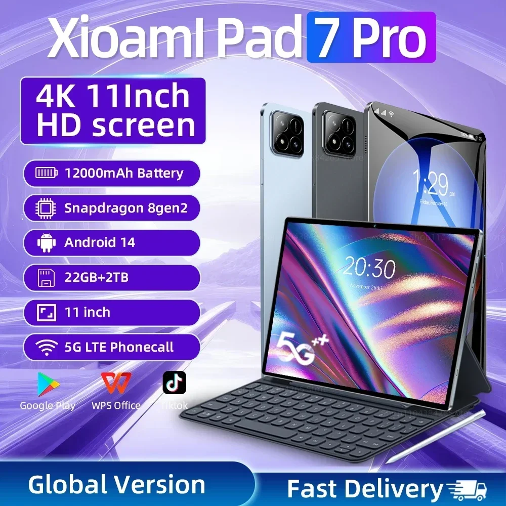 

2025 NEW Original MI Pad 7 Pro Tablet 11inch Snapdragon 8gen2 HD 4K Android 14 22GB+2TB 12000mAh 5G Dual SIM WiFi GPS Tablets PC