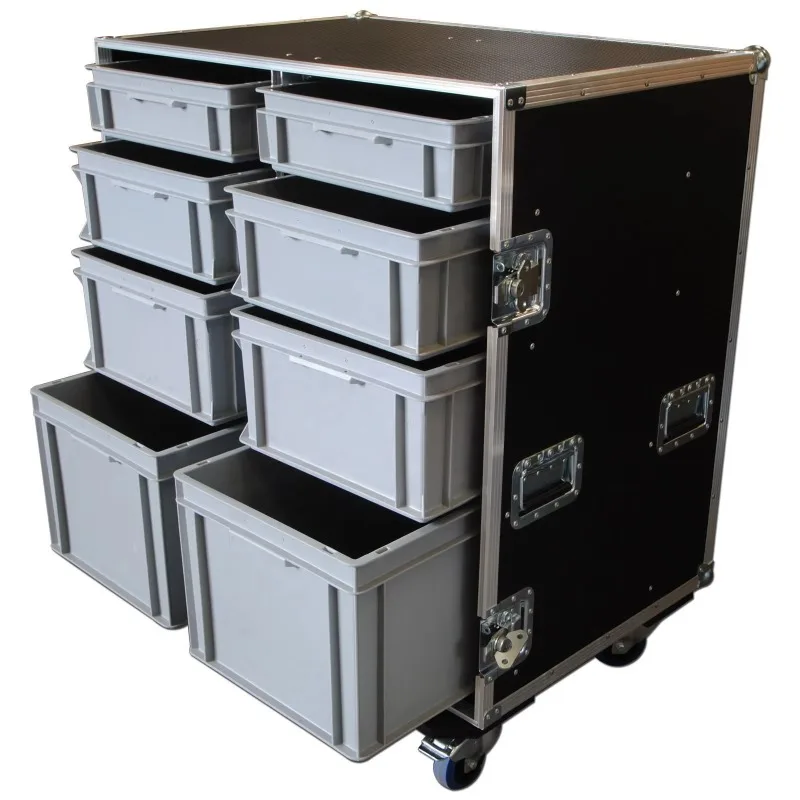 8 Units Plastic Drawers Box Storage Cabinet Tool  Flight Road Case