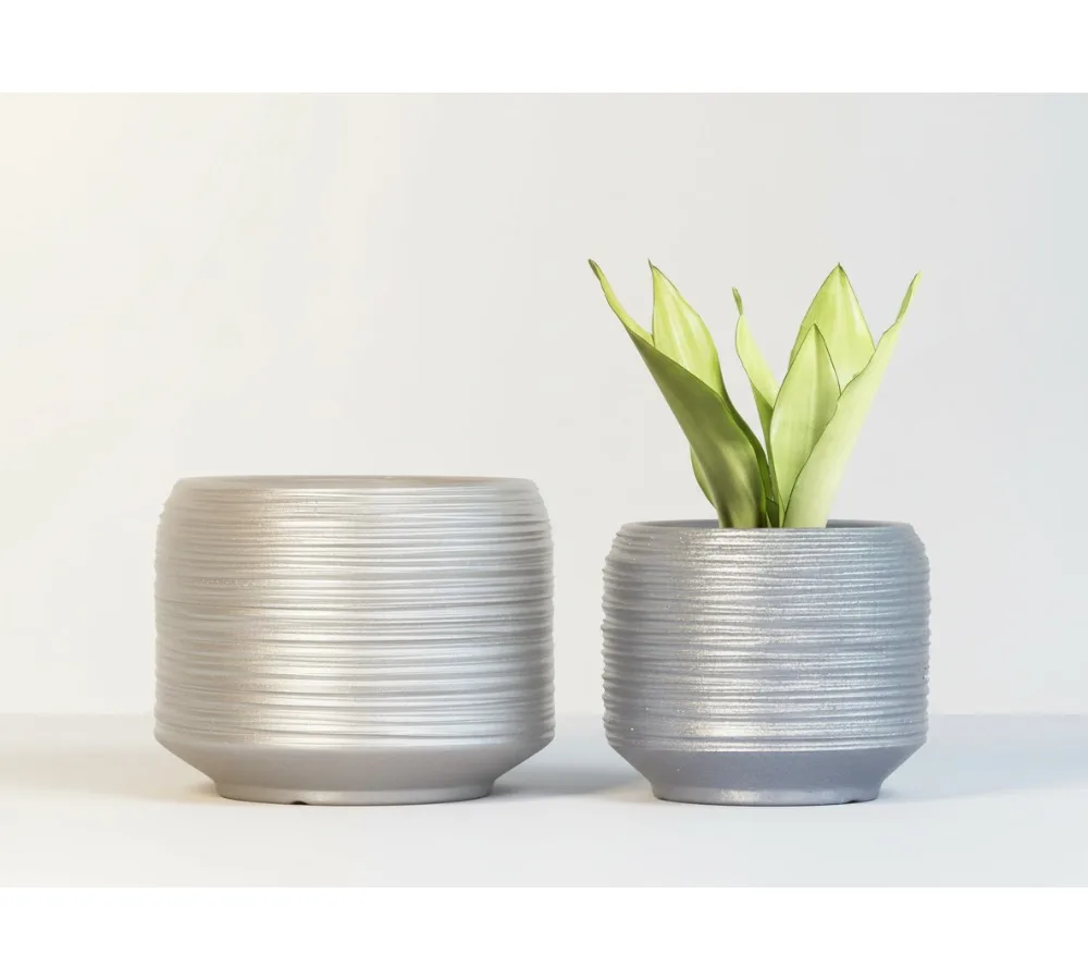 

8 Inch + 6 Inch Ceramic Plant Pots with Drainage Holes, Modern Indoor Flower Pot Set for House Plants and Garden Decor