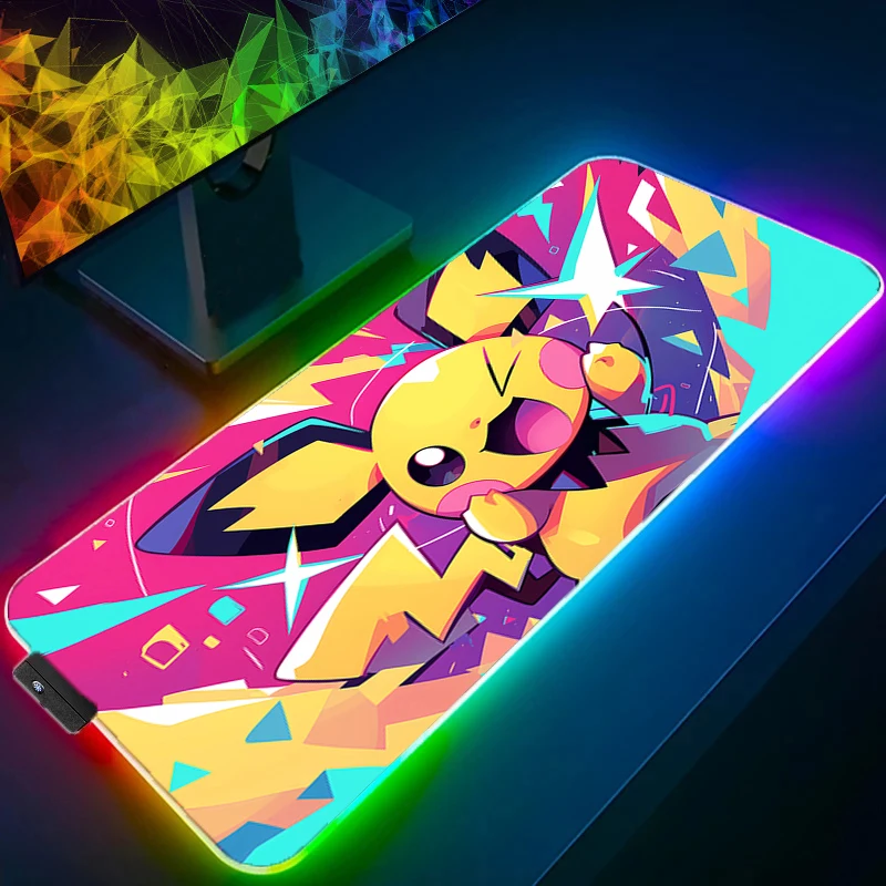 RGB لوحة ماوس كبيرة مكتب الحصير ملحقات ألعاب الكمبيوتر XXL LED لوحة الماوس P-بوكيمون G-Gengar شيطان القاتل Nezuko لوحة المفاتيح حصيرة