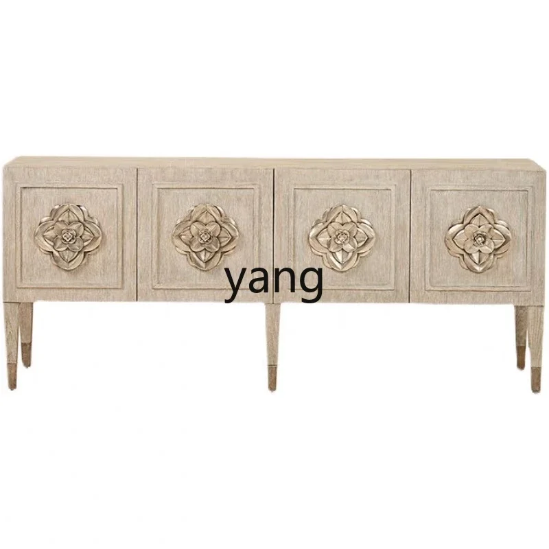 

LMM American Solid Wood Retro Entrance Cabinet French High-End Decorative Design Home Wall Cabinet