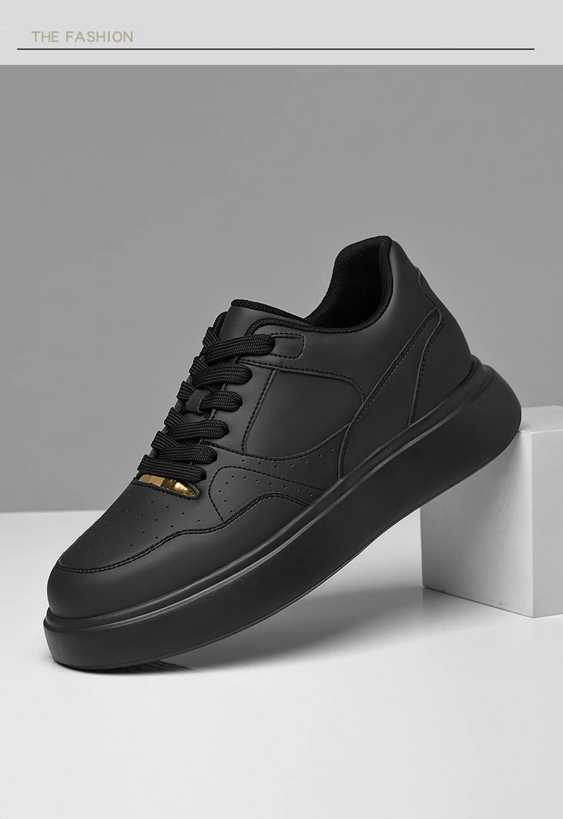 Herren-Skate-Schuhe aus Kunstleder mit Schnürung, versteckter Erhöhung der Höhe um 6/8/10 cm, rutschfester Plattform, für den Alltag und zum Gehen. – Detail 14