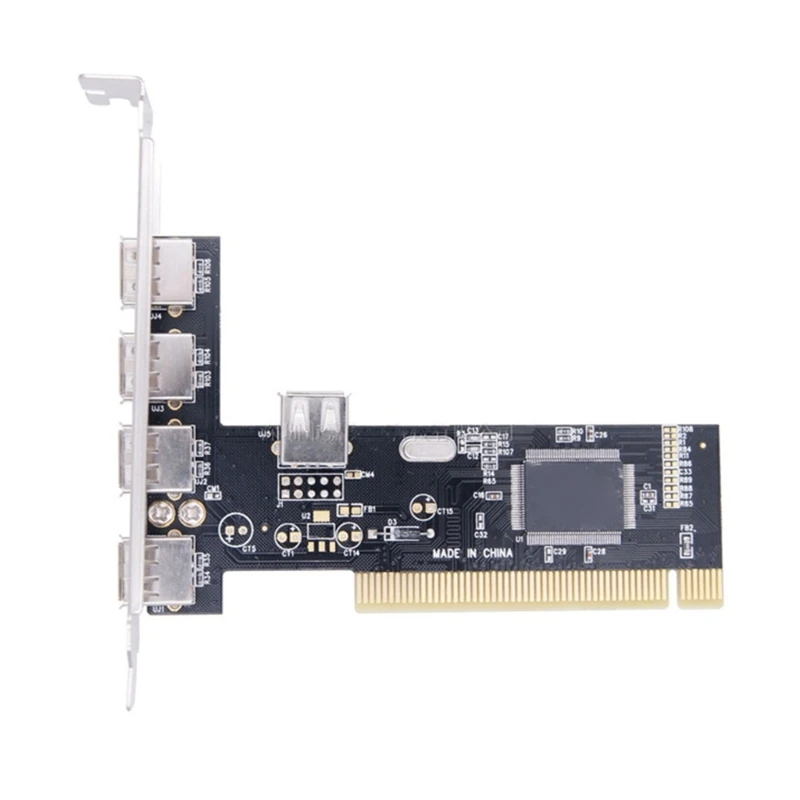 USB 2.0 PCI Card 5 Port 4 External 1 Internal PCI Expansion to USB 2.0 Adapter Controller High Speed 480Mbps for Desktop