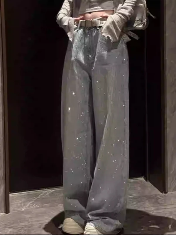 

Женские джинсы в стиле ретро с американским дизайном, широкие брюки с высокой талией, синий деним, летние, повседневные